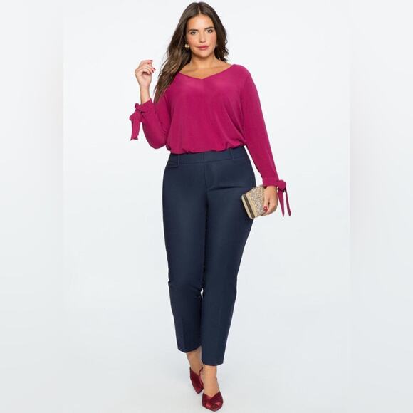 Eloquii Navy Kady Fit Double-Weave Ankle Pant Size 14 Petite - Picture 1 of 13